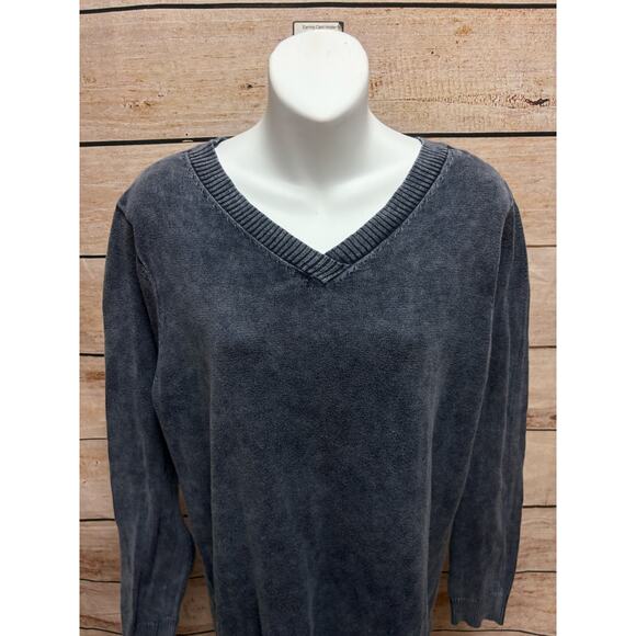 Logo by Lori Goldstein Sweater Womens Size Medium Gray V-neck Pullover - Picture 9 of 11
